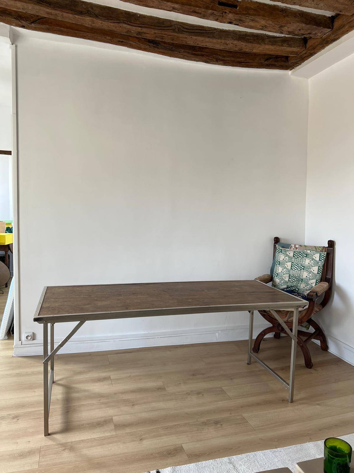 Folding industrial-style dining table