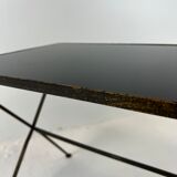 Pull-out tables in metal and glass