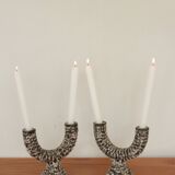 Pair of Fat Lava Candlesticks