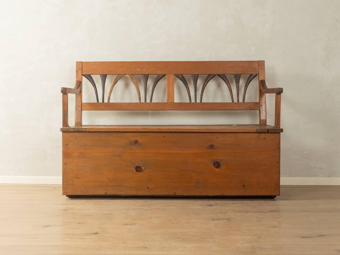 Biedermeier chest bench from the 1900s, pine wood