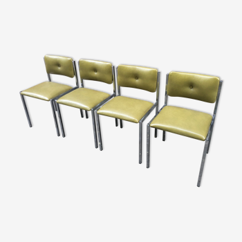 Series of 4 vintage chairs in Skaï