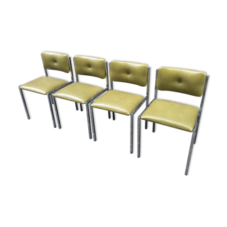 Series of 4 vintage chairs in Skaï