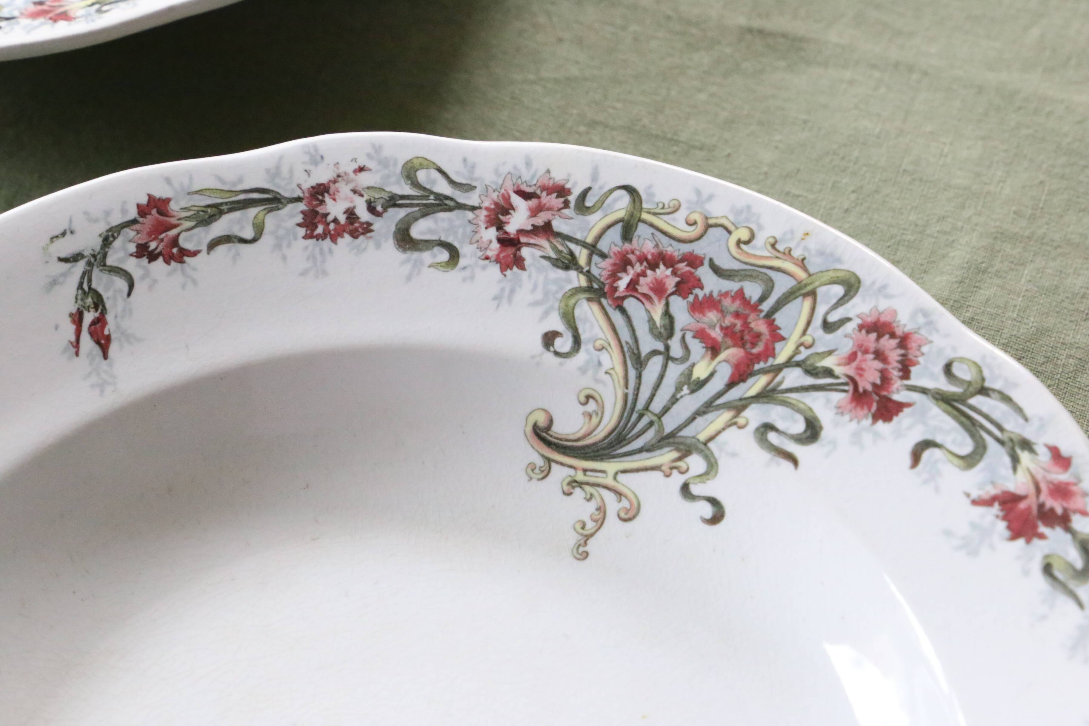 Soup plates x4, Onnaing, Guirlande model, 19th century