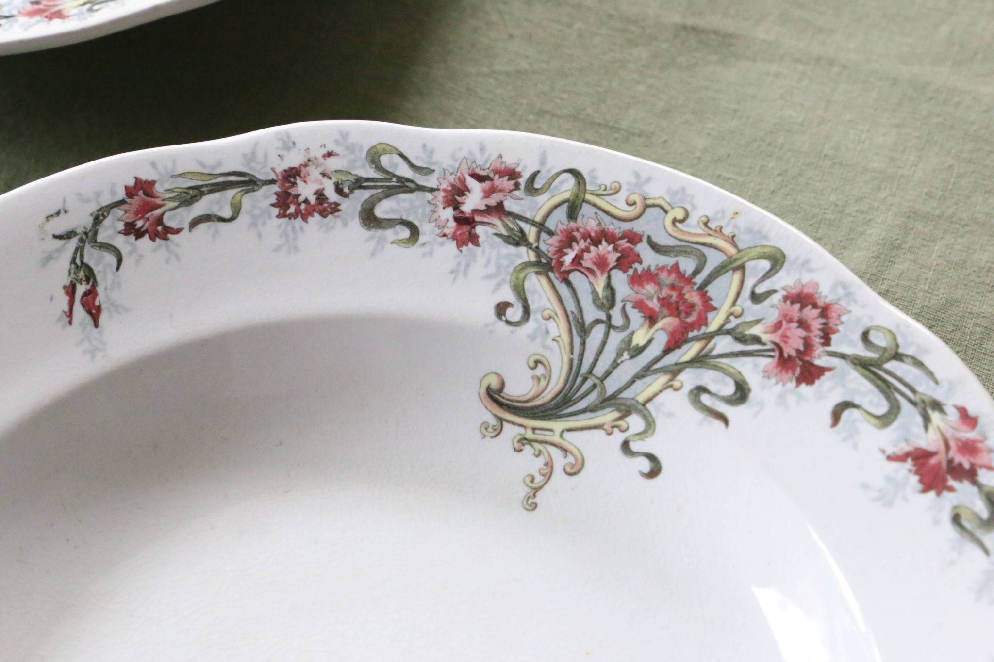 Soup plates x4, Onnaing, Guirlande model, 19th century