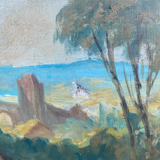 Oil painting on canvas – Pastoral scene – Boucher style – 19th century