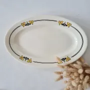 Antique oval dish in Salins ironstone "Renée" – Floral decoration