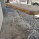 Antique Aerogommer bistro restaurant table with cast iron legs