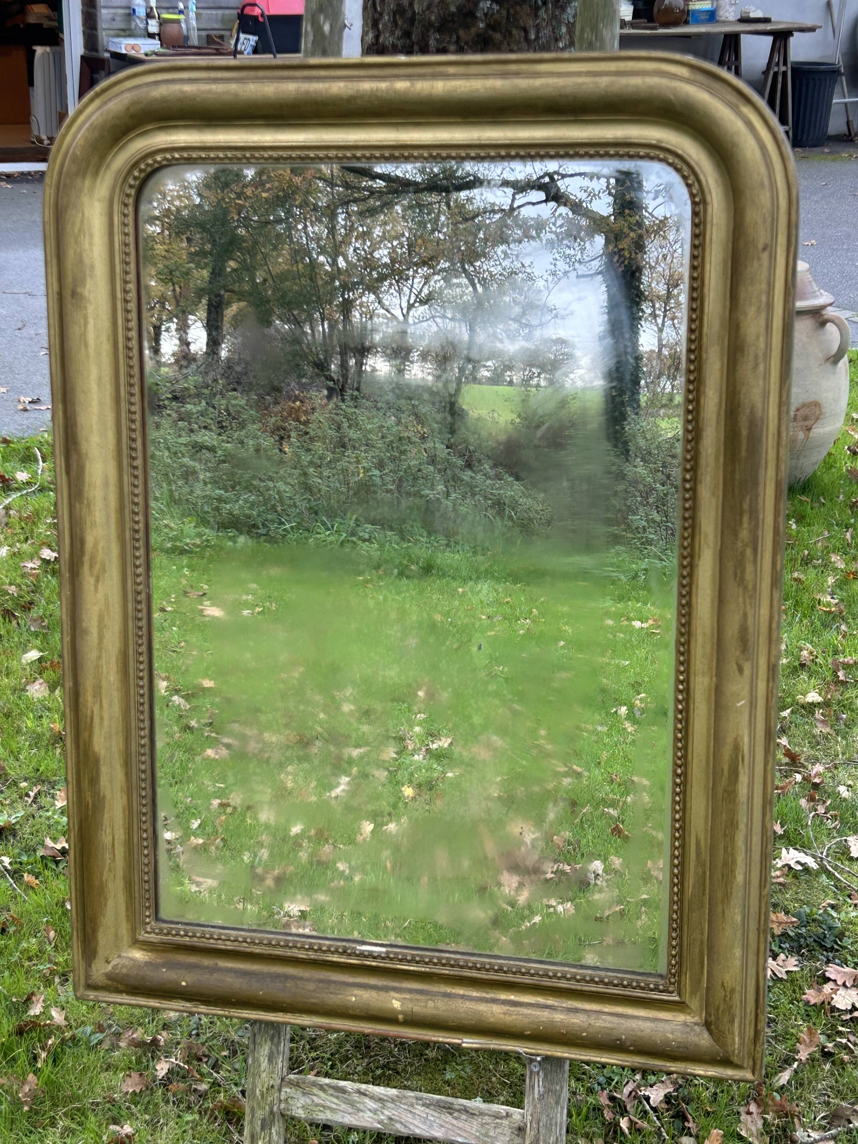 Antique Louis Philippe mirror, slightly demercurized, as is.