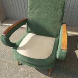Pair of vintage armchairs green fabric