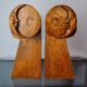 Art Deco bookends, carved wood, France, 1960