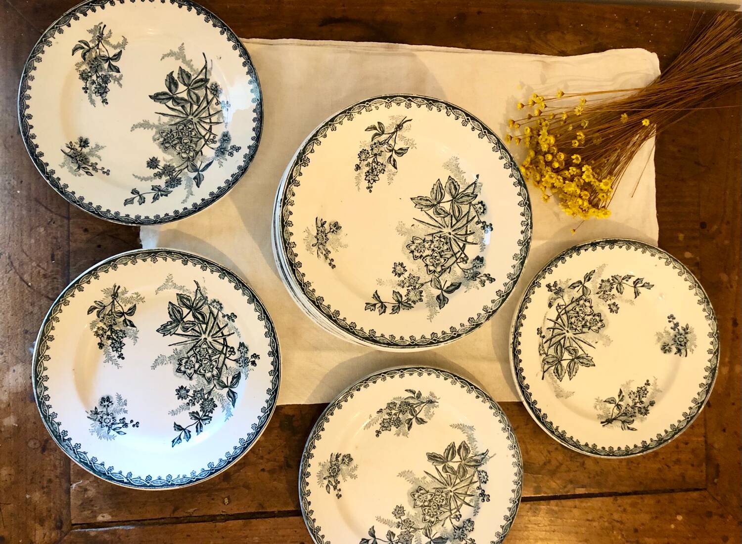 Saint Amandinoise ironstone plate set