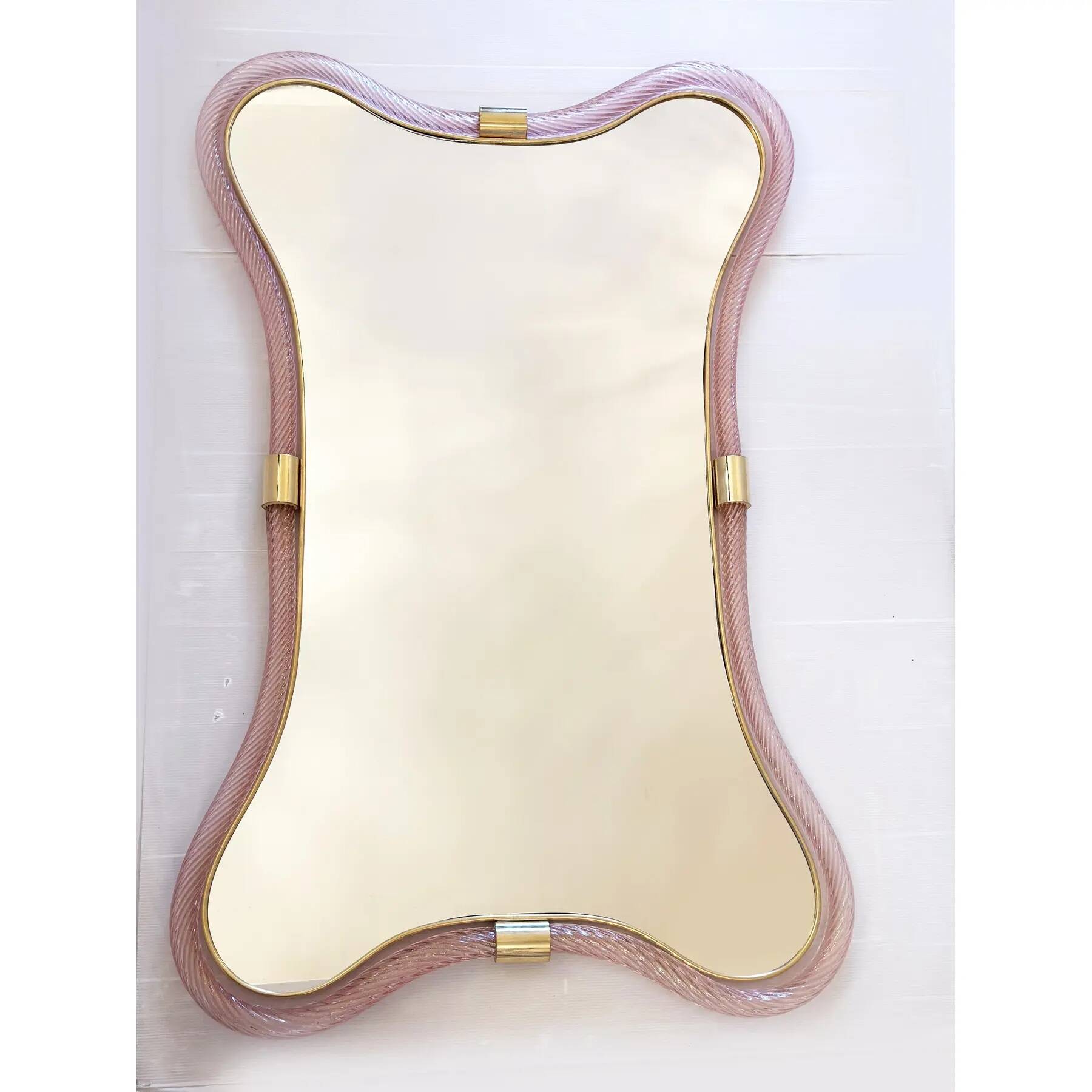 Miroir en verre de style Murano, miroir design – Simoeng, rose et