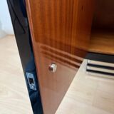 Art Deco Bedside Cabinets in Black Lacquer & Chrome, France, 1930, Set of 2