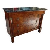 Important Empire Commode in walnut – black marble – 19th century