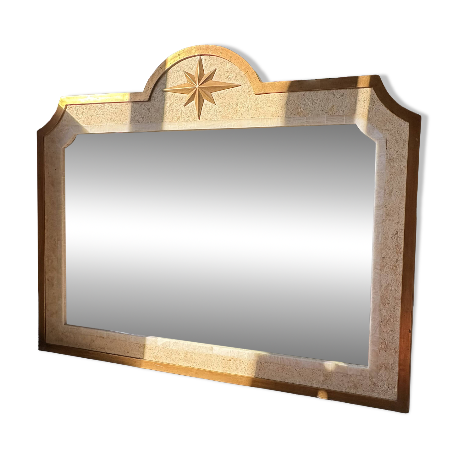 Large antique mirror Maison Fournier in white marble – 137 x 115 cm