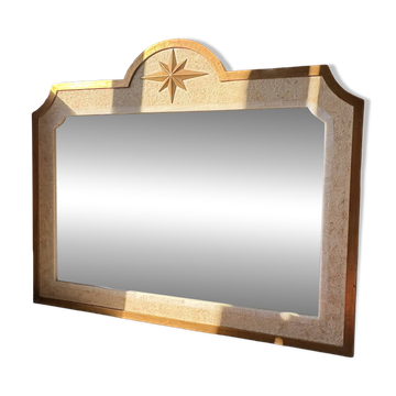 Grand miroir ancien Maison Fournier en marbre blanc – 137 x 115 cm