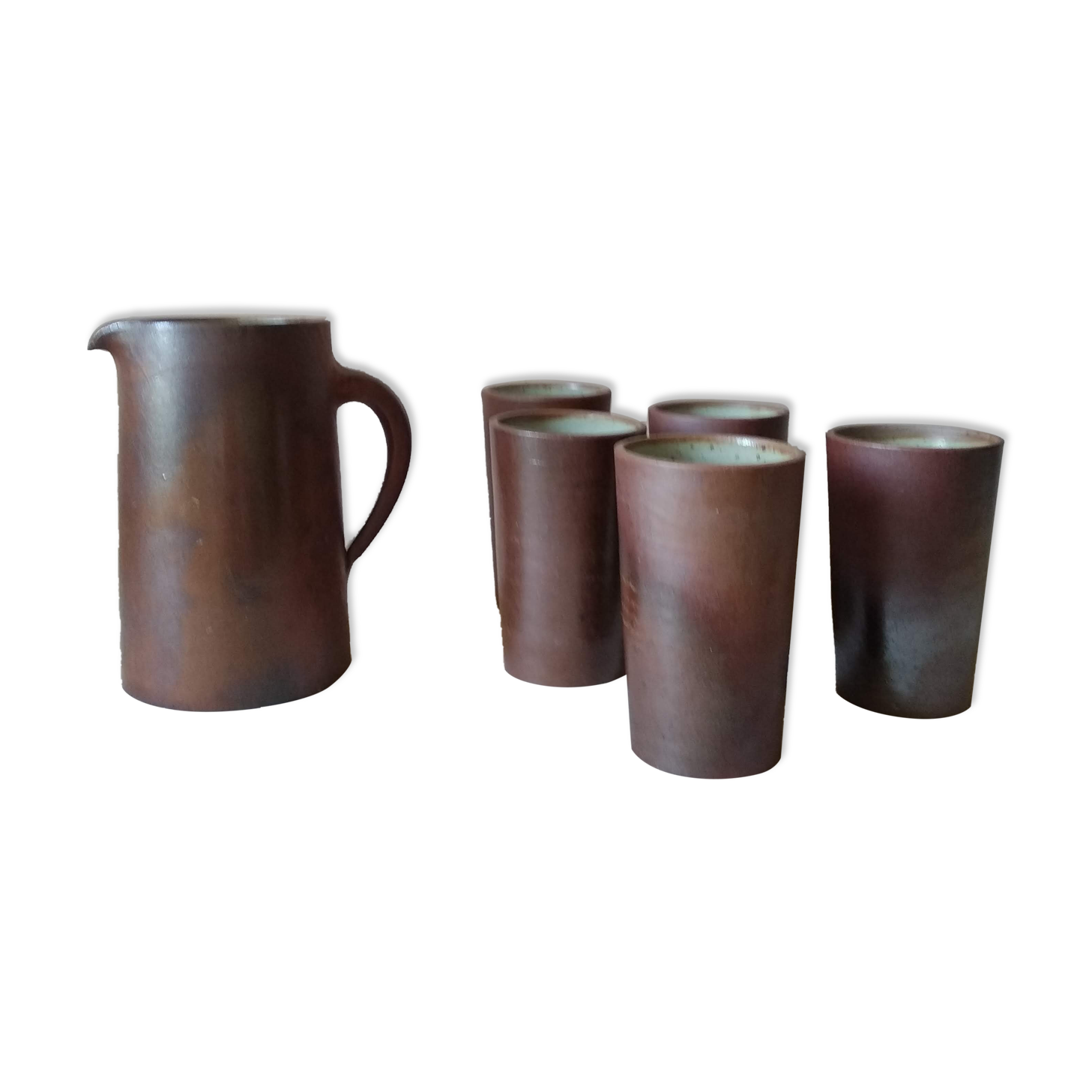 Service orangeade artisanal stoneware vintage 70