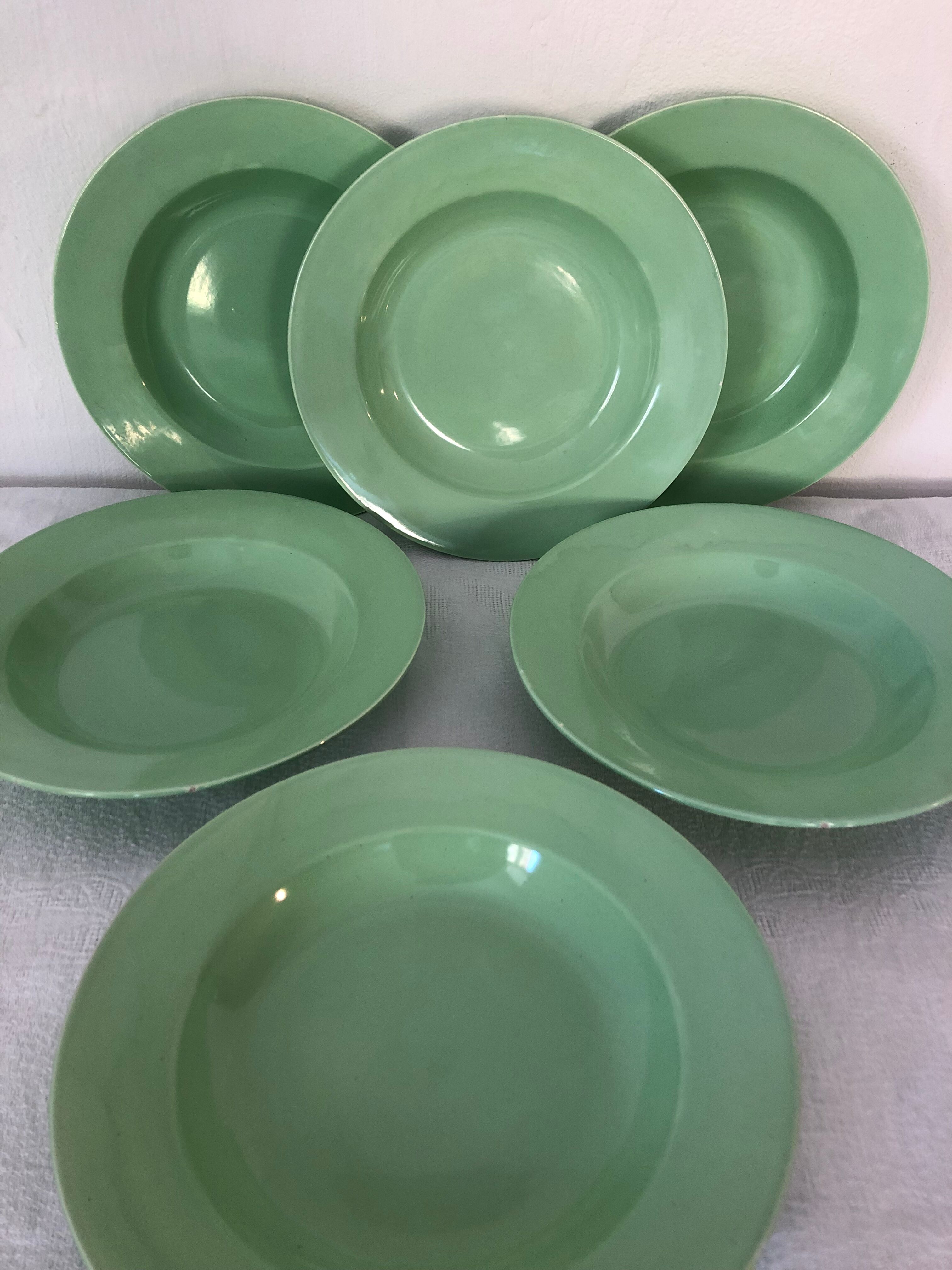 6 Digoin earthenware plates, 1950's