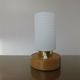Scandinavian lamp, made of wood, brass and embossed glass 70s