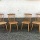 Series of 4 chairs bistro / bohemian beech - compass feet - vintage - Scandinavian 1950
