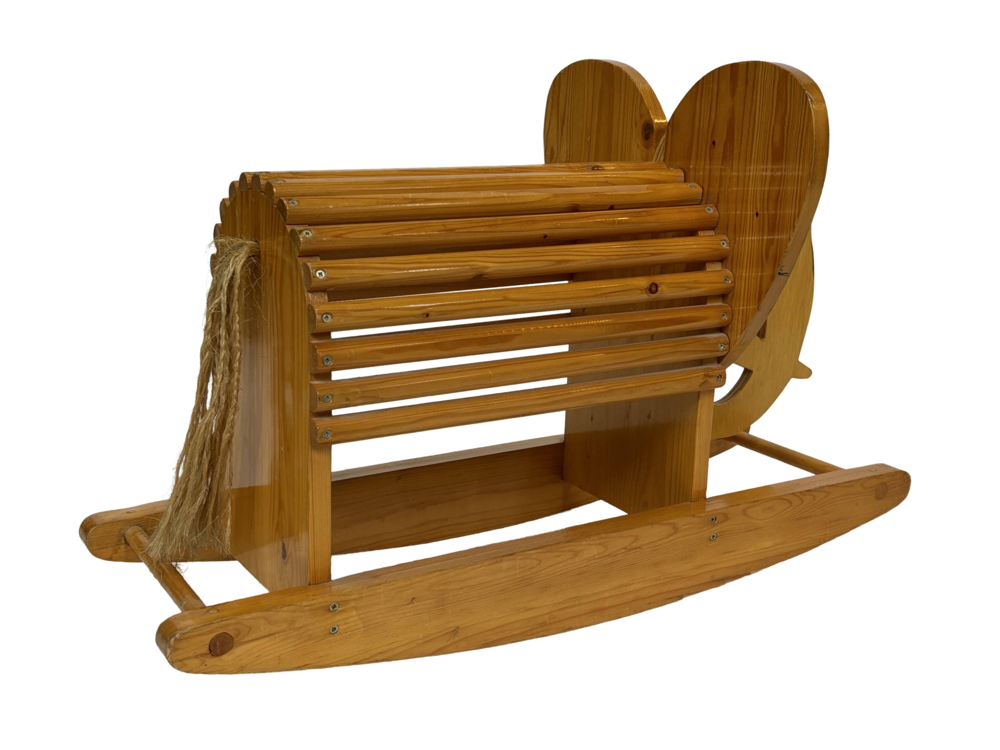 Vintage Swedish design Wooden Rocking Elephant 80's design