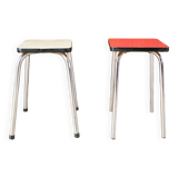 Pair of green and red Formica stools, 1970