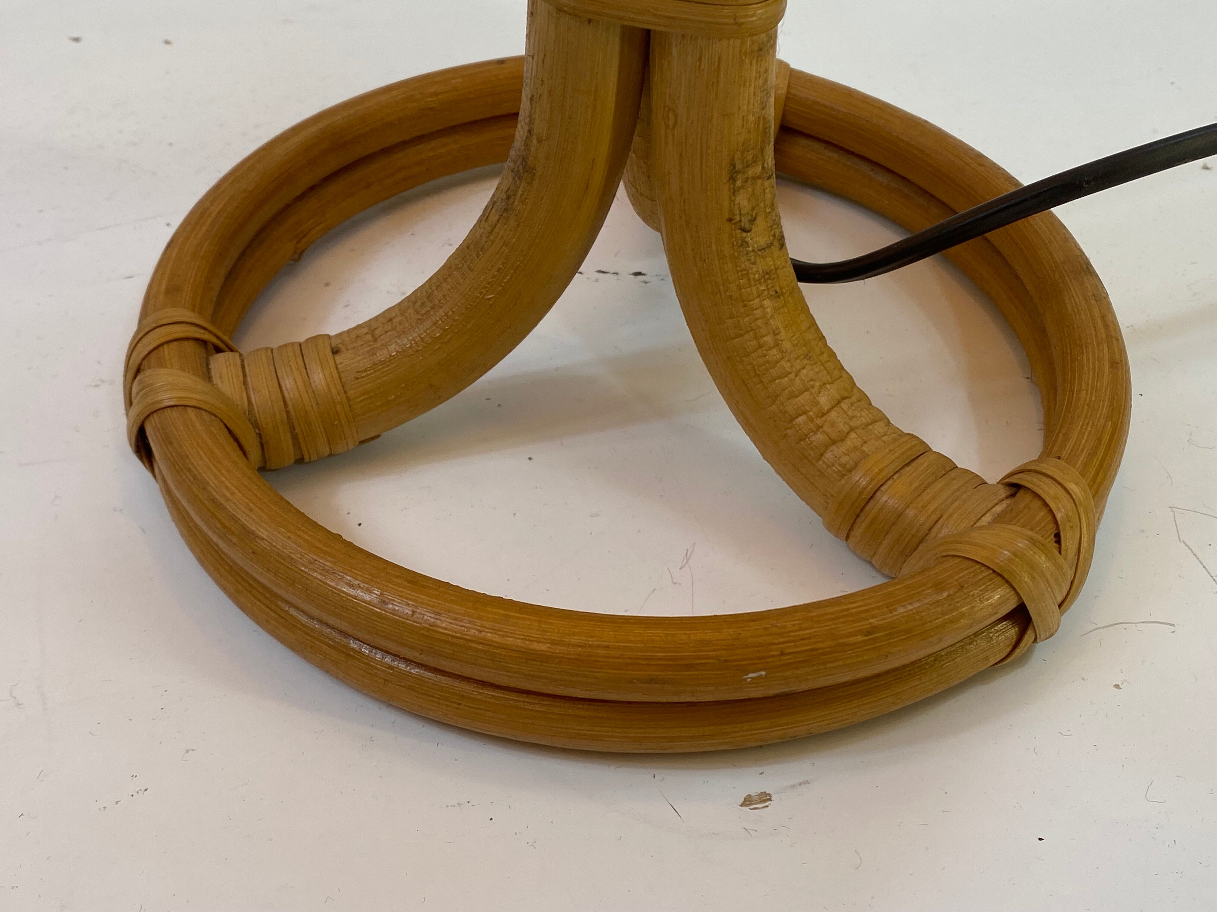 Vintage table lamp rattan and wicker 1970