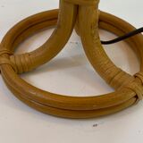 Vintage table lamp rattan and wicker 1970