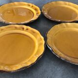 Set of 4 plates in earthenware of haute provence made yellow handmade 24.5 cm
