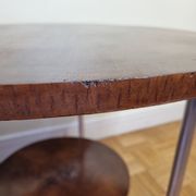 Modernist side table "Bauhaus" in veneer wood and curved tubular steel, 30s