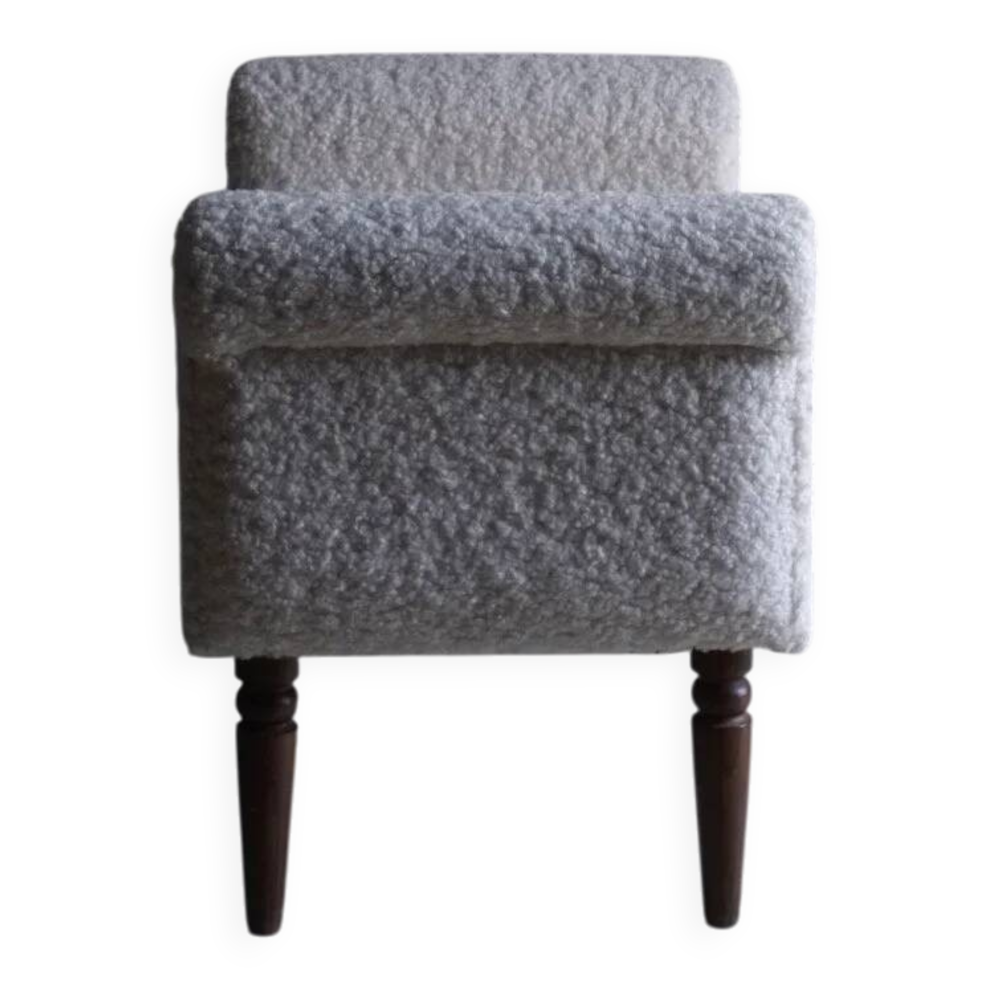 White faux shearling ottoman | 1960s