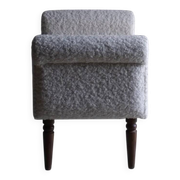 Pouf en fausse fourrure blanche | Années 1960