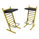 Pair of adjustable Italian bar stools in lacquered yellow and black
