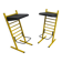 Pair of adjustable Italian bar stools in lacquered yellow and black