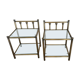 Old pair of glass and brass bedside tables, 80s