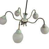 vintage 'gold' chandelier / pendant with mint blue accent