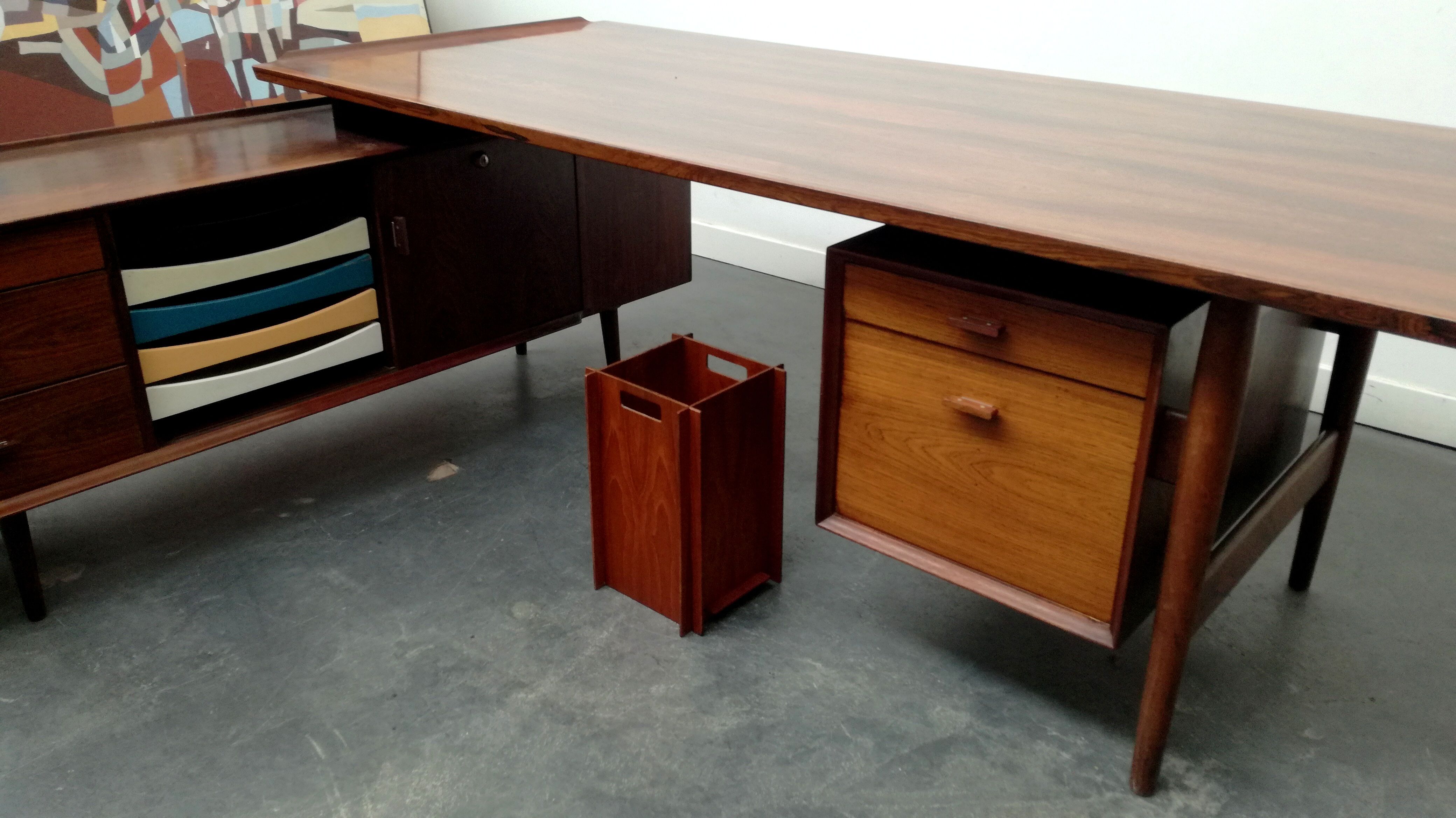 Scandinavian office trash teak 1960
