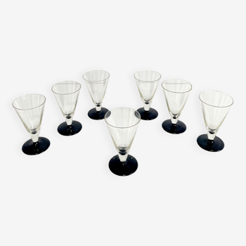 Art Deco Fluted Aperitif Drinking Glasses, Set of 7