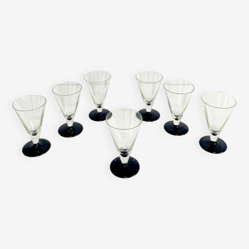 Verres à boire apéritifs cannelés Art Déco, lot de 7