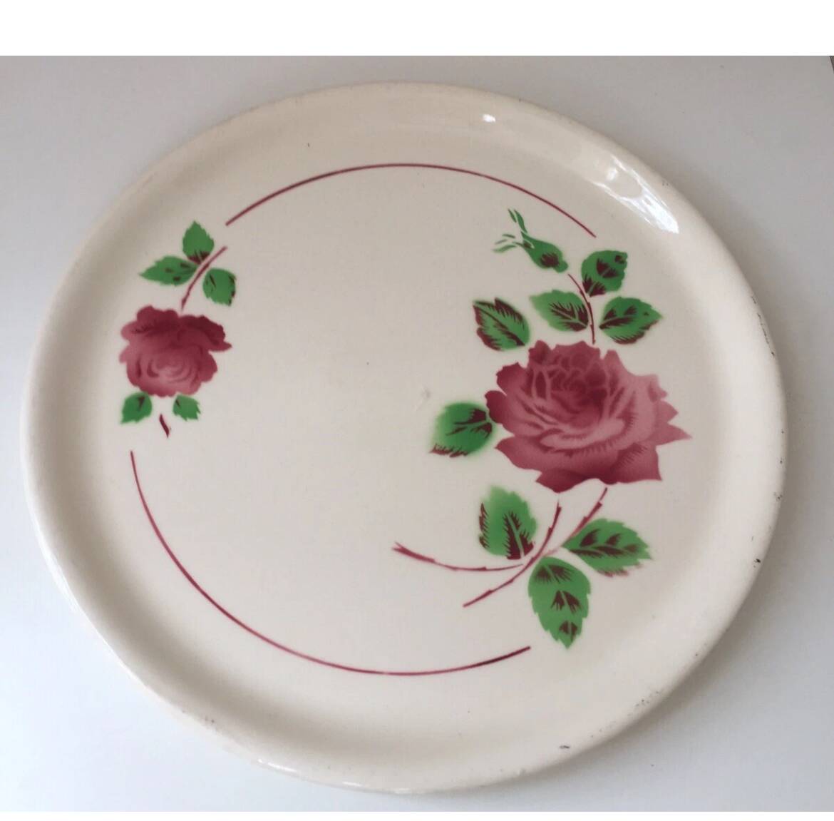 Badonviller pink cake plate Digoin