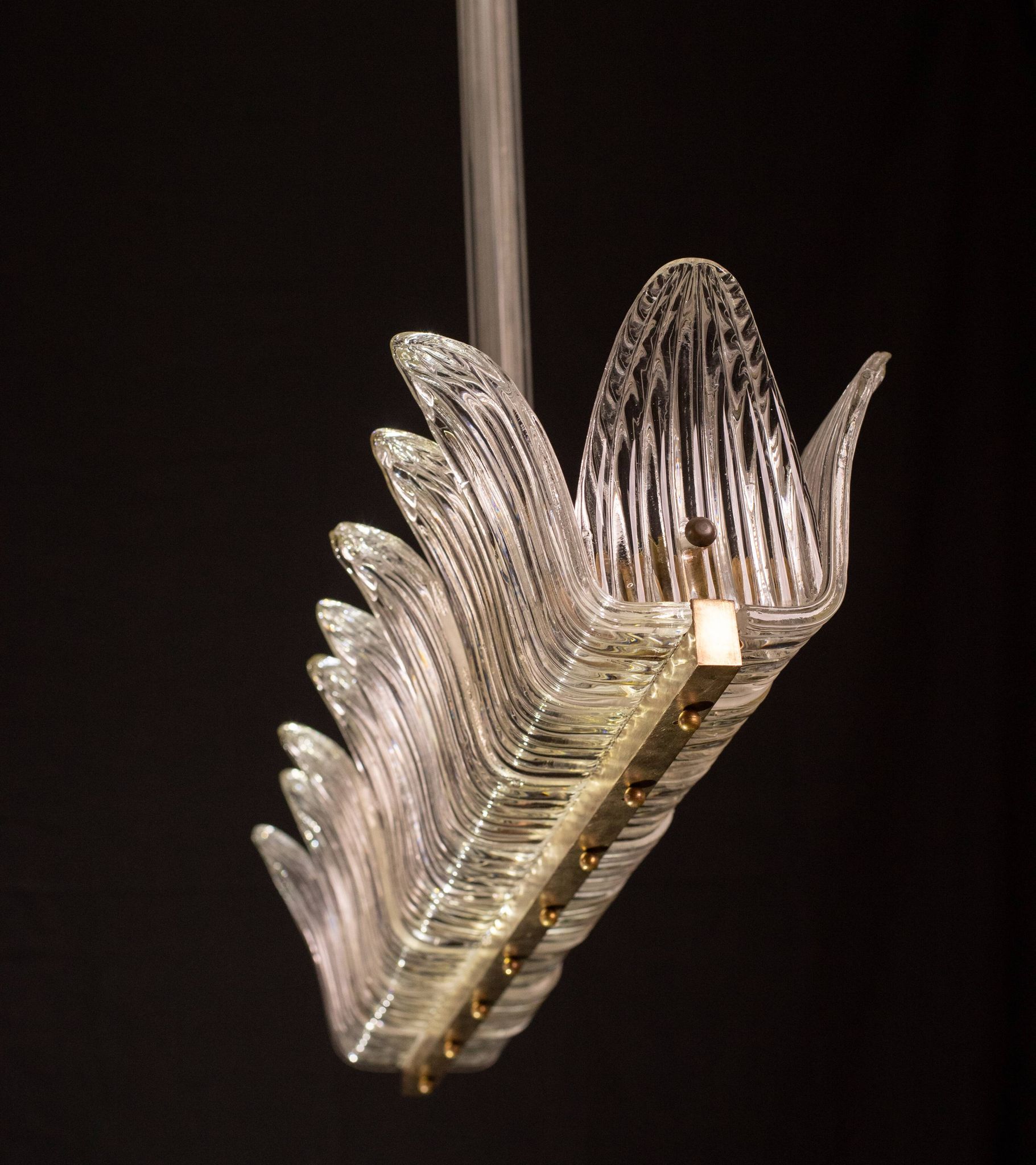 Luxury Large Size Art Decò Chandelier By Barovier e Toso, Murano Glass, 1940