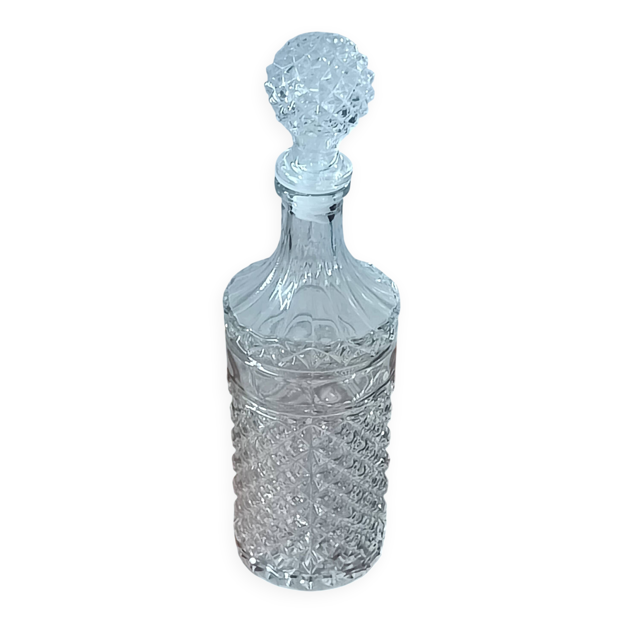 Vintage round clear glass carafe