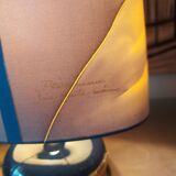 Ceramic lamp, Montclus art workshop, silk lampshade, hand painted