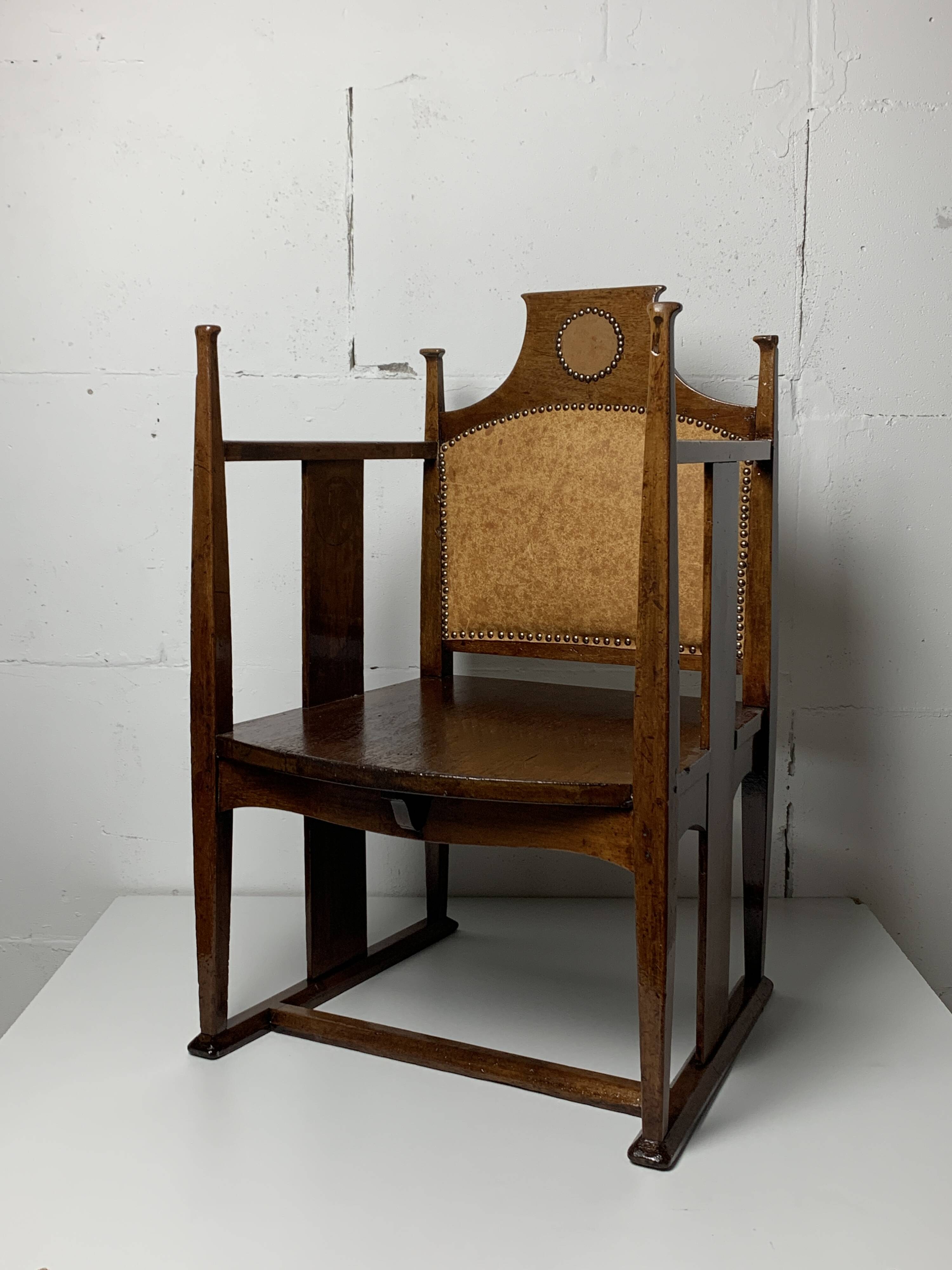 Chaise Arts and Crafts de William Birch par EG Punnett pour Liberty & Co. vers 1900