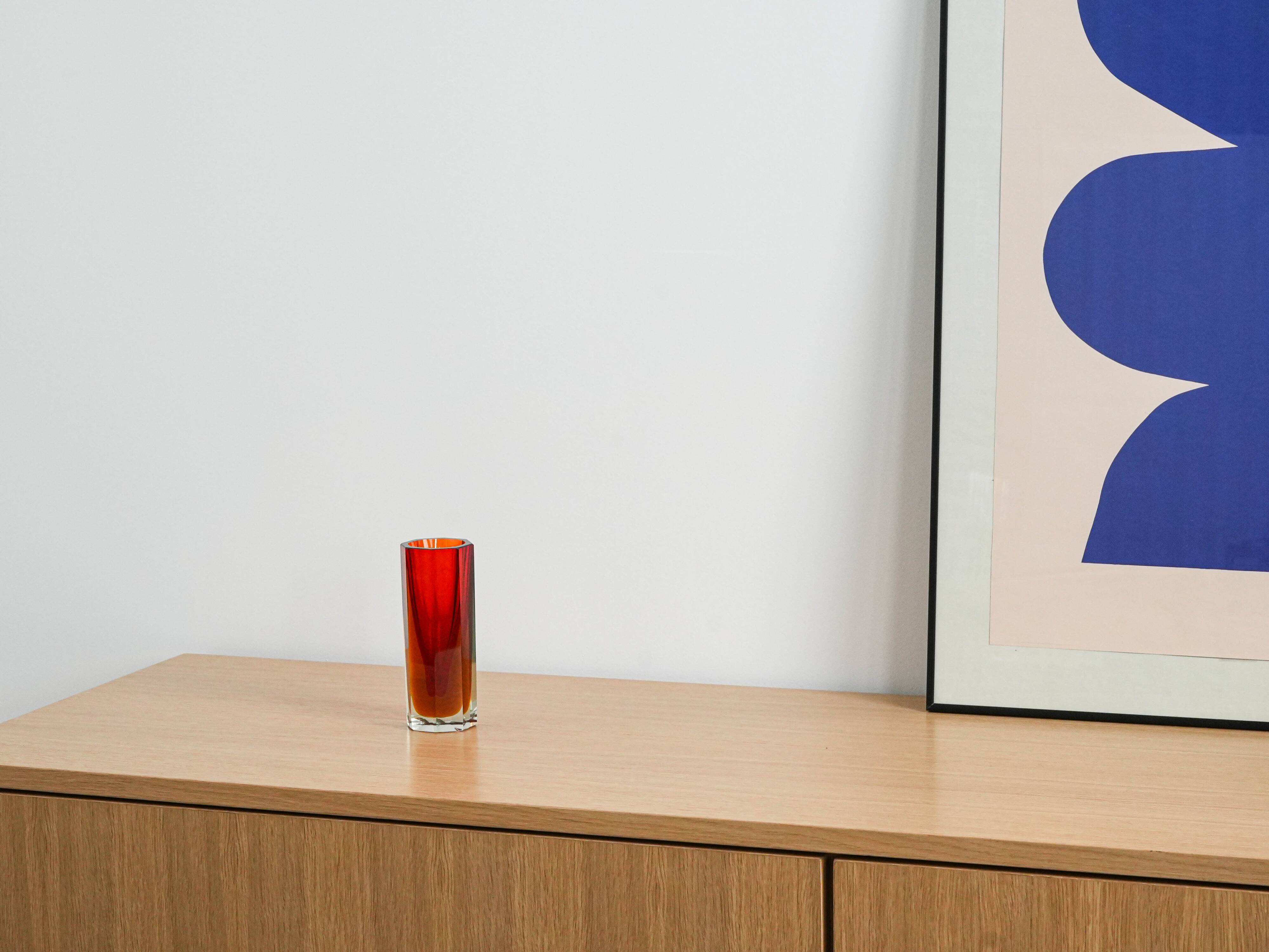 Red glass vase, Czech design, 1960s, made in the Czech Republic