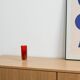 Vase en verre rouge, design tchèque, années 1960, fabriqué en République tchèque