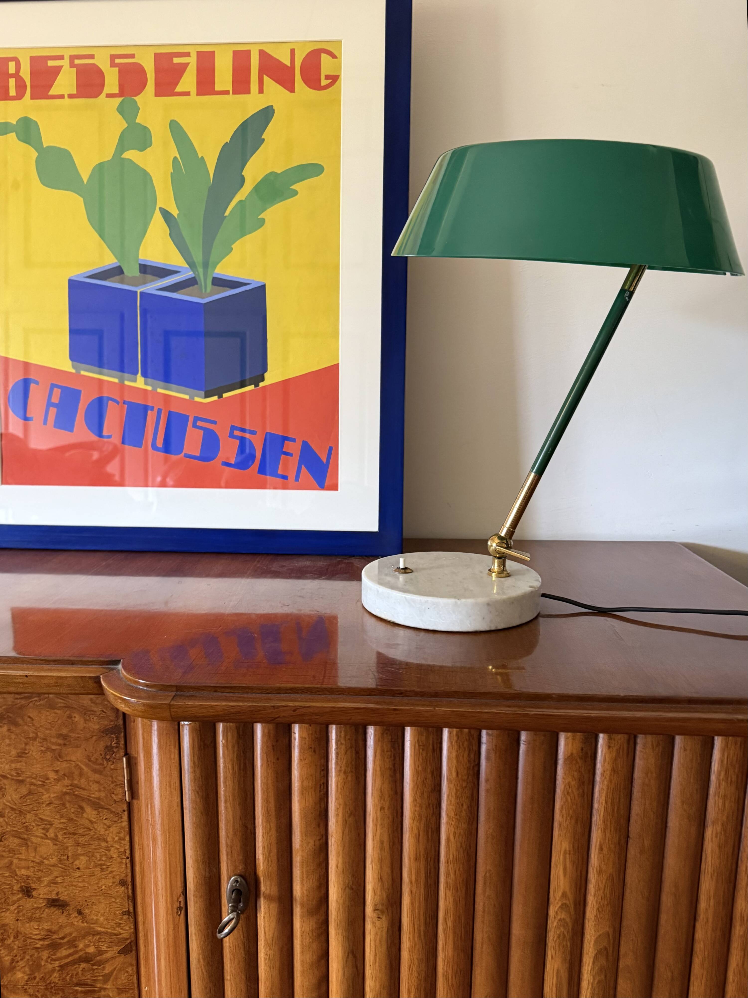 Mid-century green table lamp, Stilux Milano Italy, 1960s
