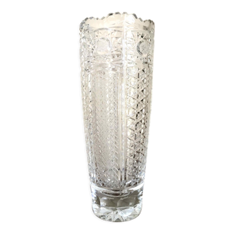 Bohemian carved crystal vase