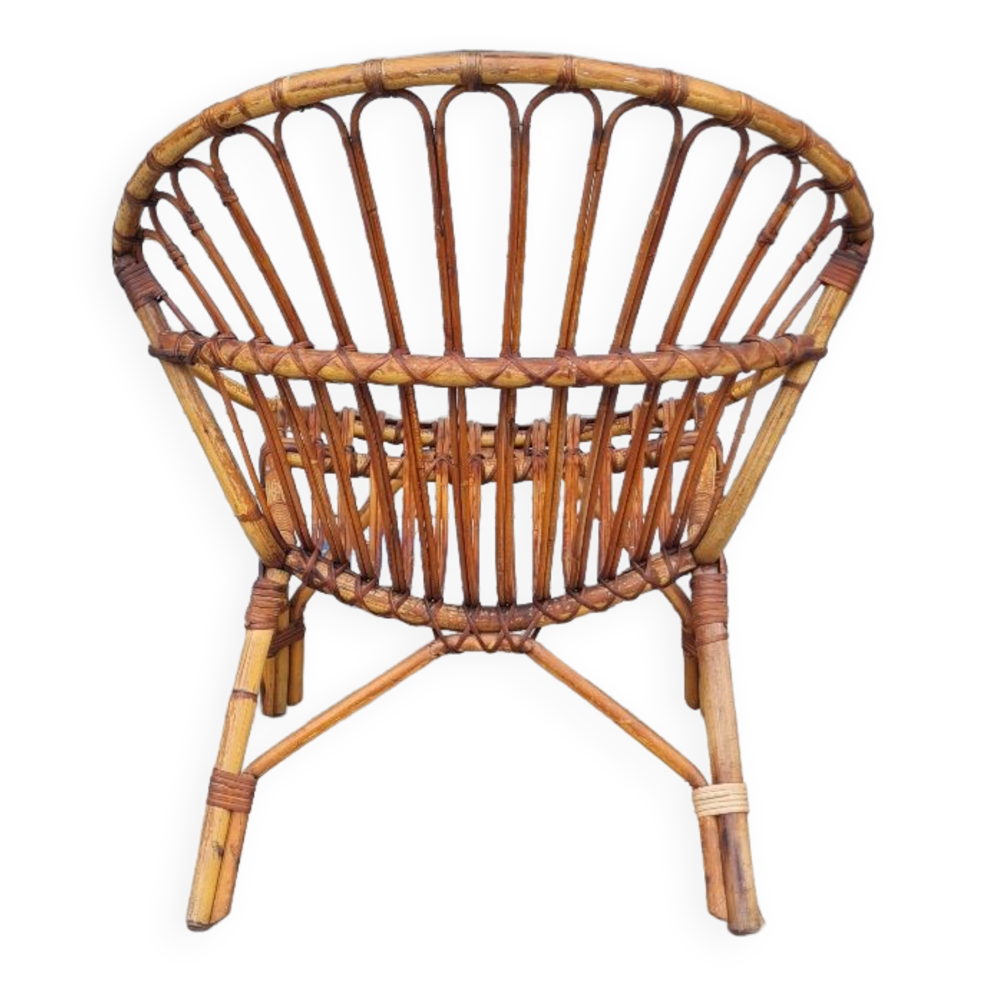 Rattan shell armchair 1960
