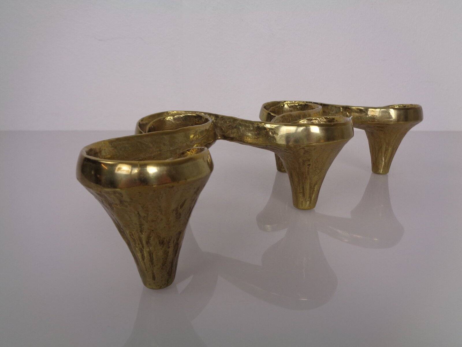 Large Brutalist Bronze Candleholder by Michael Harjes, 1960s